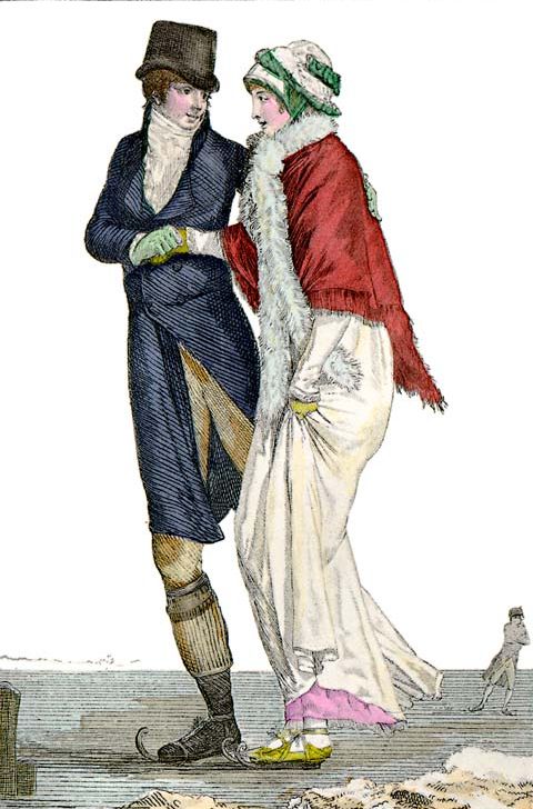 Unknown Artist, French - Skating Couple, The Timid Pupil, c.1810